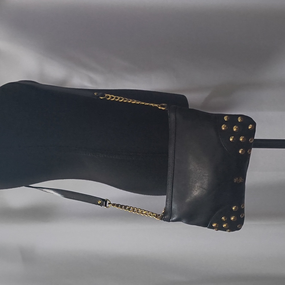 Y2K Juicy Couture Black Genuine Leather Studded Crossbody Bag